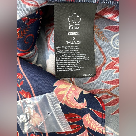 New FARM Rio Boho Navy, Red and Pink Floral Dress - Picture 7 of 8